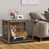 Tangkula Wooden Dog Crate Furniture with Pad Bed Double Doors Dog Kennel End Table - 3 of 4