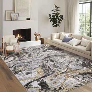 Machine Washable Runner Rug – Non-Slip Low Pile Foldable Soft Modern Abstract Carpet for Entryway Bathroom Laundry Room. - 1 of 4