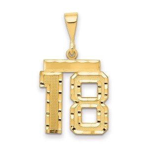 Black Bow Jewelry 14K Yellow Gold, Varsity Collection, Medium D/C Pendant Number 18 - 1 of 4