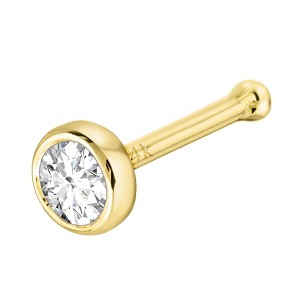 Jewelry Avalanche 22G 14K Gold Bezel-set Moissanite Ball-end Nose Stud - 1 of 4