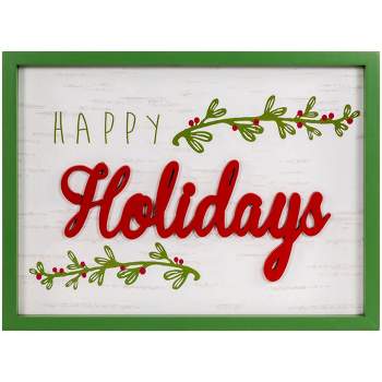 Northlight 15.75" Framed "Happy Holidays" Christmas Wooden Wall Sign