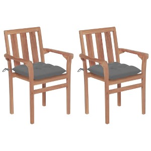 Wooden Garden Chair Set of 2 Natural wood Solid teak Medium vidaXL - 1 of 4