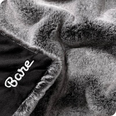 Variegated Gray Faux Fur Ultra-Soft Fleece Throw Blanket