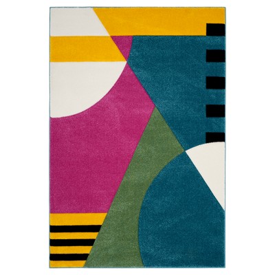 Peacock Blue/Fuchsia Geometric Loomed Accent Rug 4'X6' - Safavieh