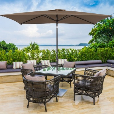 Sonkuki 10x6.5 FT Outdoor Patio Umbrella Market Table Umbrella With a Crank for Garden, Deck and Pool