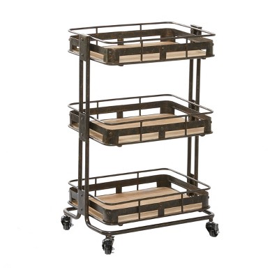 Industrial Metal Storage Cart Brown - Olivia & May