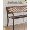 VEVOR Outdoor Bench, 46 inch, Carbon Steel Metal Frame with PVC Mesh Pattern Backrest and Round Edge Armrests, Weatherproof Outside Bench, Brown - 4 of 4