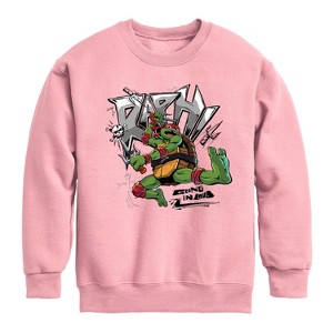 Boys' - Teenage Mutant Ninja Turtles - Raphael Going In Loud Graphic Long Sleeve Fleece Sweatshirt - 1 of 4