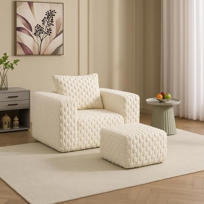 Lycvki Lingge Corduroy Compression Sofa with Ottoman