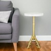 HomeRoots 22" White And Gold Marble And Iron Round Pedestal End Table - 2 of 4