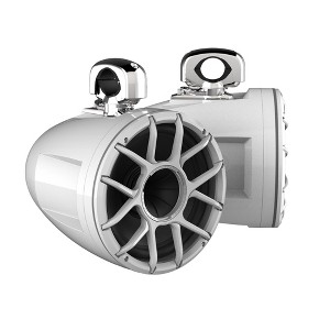 Wet Sounds REV 12 HD 12" Horn Loaded Compression Driver Tower Speakers with XZ Grills & Stainless Swivel Clamps, 400 Watts RMS, White, Pair - 1 of 4