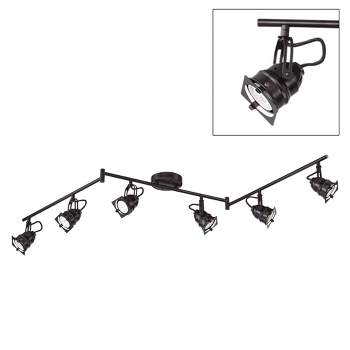 Pro Track Hamilton 6-Head LED Ceiling Track Light Fixture Kit Swing Arm Spot Light GU10 Black Bronze Finish Modern Kitchen Bathroom 62 3/4" Wide