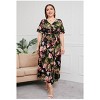 Plus Size Women's V Neck Maxi Dress Belted Waist Flowy Ankle Length Casual Elegant Party Dress - 2 of 4