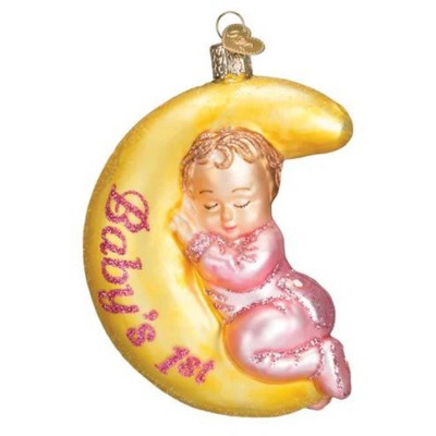 Old World Christmas 4.0 Inch Dreamtime Girl Ornament Baby's First Christmas Crescent Moon Tree Ornaments