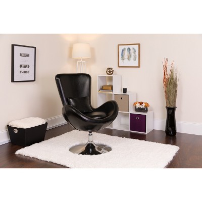 Black LeatherSoft High Back Swivel Reception Chair with Chrome Base