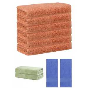 REGALWOVEN Absorbent Solid Bath Hand Face Cloths Cotton Towels 3 Piece Sets - 1 of 4