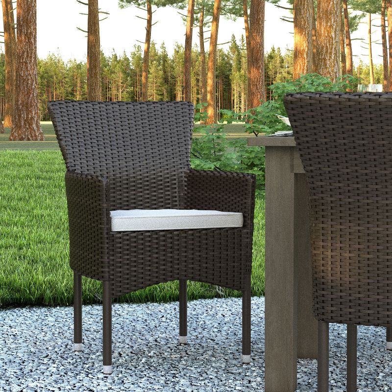 Emma and Oliver Set of 4 Modern Wicker Patio Chairs with Removable Cushions for Indoor and Outdoor Use, 5 of 12