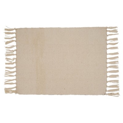 Black Cotton Geometric Fringe Placemats, Set of Four
