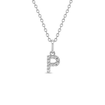 Girls' Cubic Zirconia Letter Sterling Silver Necklace - In Season Jewelry