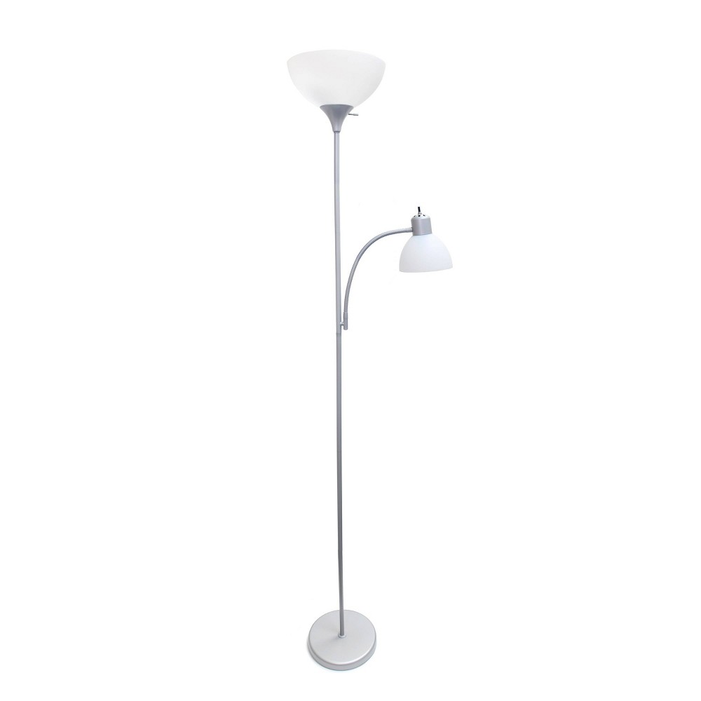 Photos - Floodlight / Garden Lamps Floor Lamp with Reading Light Silver - Simple Designs