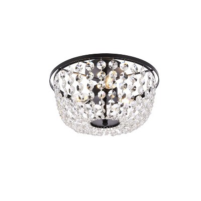 Cora 13'' Black Iron and Crystal Flush Mount Light