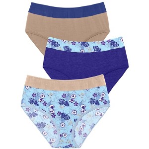 Comfort Choice Plus Size Full Coverage Stretch Cotton Color Block Brief 3-Pack - 1 of 4