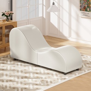 Mjkone Velvet Yoga Chaise Lounges, Modern Curved Yoga Chairs for Adults, Small Chaise Lounges Chair for Stretching, Relaxation, Exercise - 1 of 4