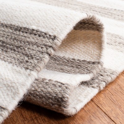 Handwoven Reversible Wool Runner Rug in Brown/Ivory - 2'6" X 10'