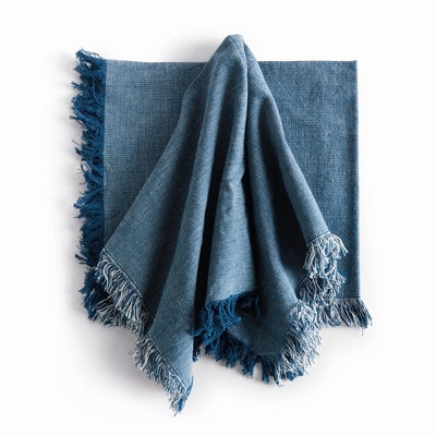 Plum & Post Aura Dinner Napkins - Dark Blue - Pre-Washed Cotton - 4pc