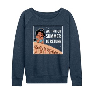 Women's - Disney Princess - Waiting For Summer Lightweight French Terry Wide Neck Long Sleeve Shirt - 1 of 4