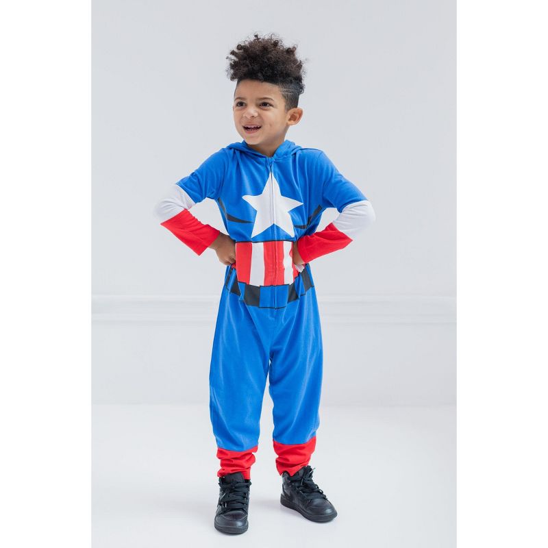 Marvel Avengers Captain America Zip Up Cosplay Coverall Toddler, 2 of 11