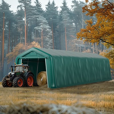 Captiva Designs 11 ft. x 24 ft. x 8.4 ft. Heavy-Duty Portable Garage & Agricultural Shed with Galvanized Frame, Removable Doors and Walls
