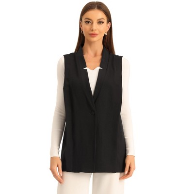 Allegra K Women's Lapel Collar Dressy Versatile Racerback Waistcoat Suit  Vest Black Small