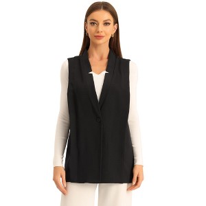 Allegra K Women's Sleeveless Notched Neck Casual Office Blazer Vest - 1 of 4