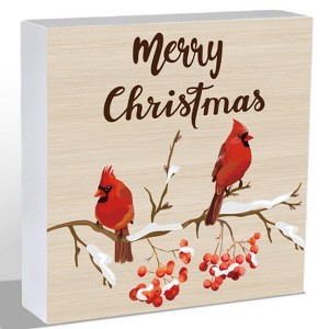 Christmas Table Decorations Christmas Decor Indoor Home Room Cardinals Office Bathroom Wood Box Sign - 1 of 4