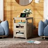 GALAXHERO Modern Farmhouse End Table – Nightstand with USB Charging Station, 2 Storage Drawers & Open Shelf - 3 of 4