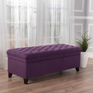 Vynxaria Elegant Multi-Functional Storage Ottoman with Birch Legs£¬Purple - 1 of 4