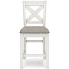 Signature Design by Ashley Robbinsdale Farmhouse Counter Height Bar Stools with X-Back and Nailhead Trim, Set of 2, Antique White - 4 of 4