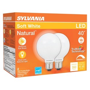 Sylvania Natural G25 E26 (Medium) LED Bulb Soft White 40 Watt Equivalence 2 pk - 1 of 1