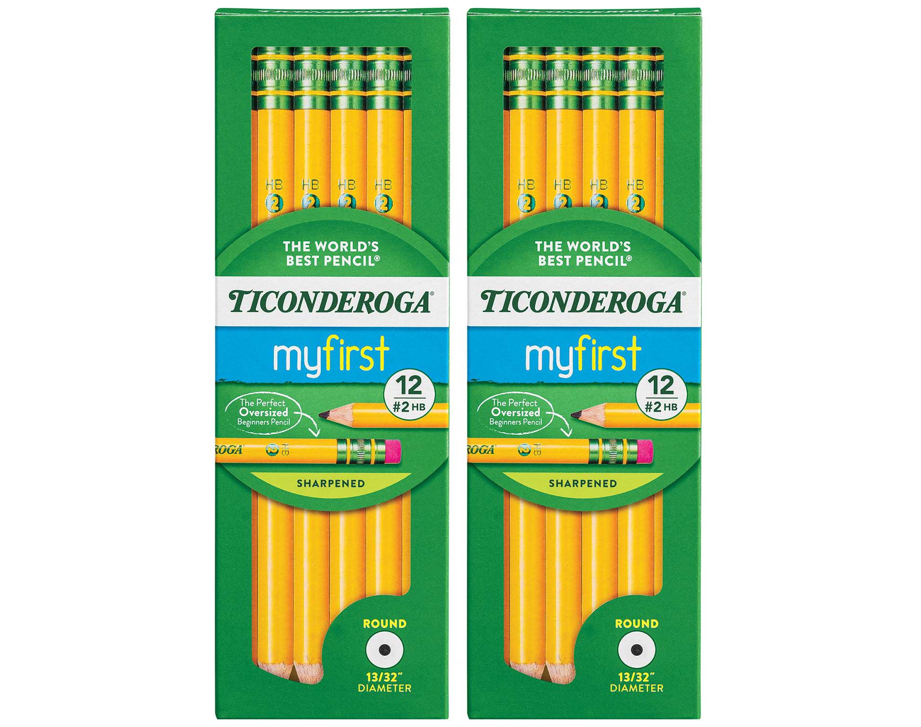 Ticonderoga® My First® Primary Size No. 2 Pencils with Eraser, 12 Per Box, 2 Boxes