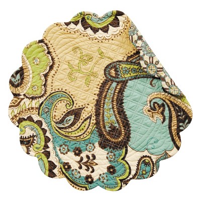 C&F Home Kasbah Cotton Quilted Round Reversible Placemat Set of 6