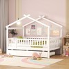 PAGED Twin Size House Shaped Bed Simple Modern Wooden Bed Frame with Headboard and Twin Size Trundle for Bedroom - 2 of 4