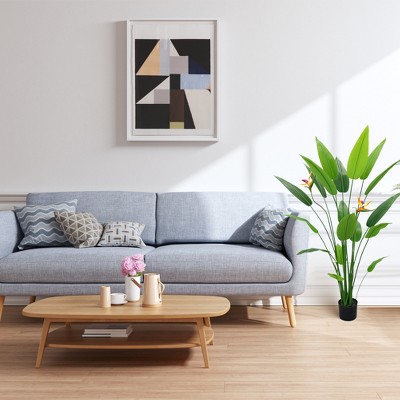 Bird of Paradise Artificial Plant,Artificial Bird of Paradise Plant with 2 Permanent Flower & 23 Realistic Leaves, Fake Tropical Palm Tree