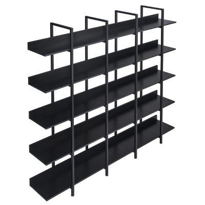 GustoWave 5-Tier Bookcase with Metal Frame Vintage Open Bookshelf ，70.87" storage shelf