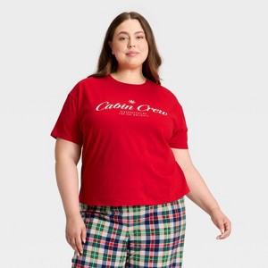Women's "Cabin Crew" Short Sleeve Holiday Matching Family Pajama Shirt - Wondershop™ Red - 1 of 4