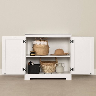 White Farmhouse 2-Door Accent Cabinet with Adjustable Shelving