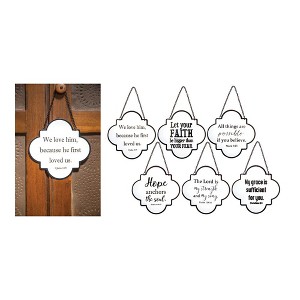 Manual Woodworkers and Weavers Quatrefoil Inspired Sayings Wall Sign Set of 6 Uplifting Quotes Rustic Decorative Plaques - 1 of 3
