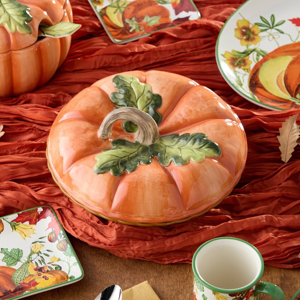 Photos - Tray Certified International Harvest Fields 3D Pumpkin Covered Pie Carrier 