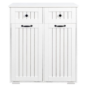 Gulches 34 in W x 18 in D x 36 in H White Particleboard MDF Free Standing Decorative Storage Cabinets with 2 Removable Baskets 2 Drawers in White - 1 of 4