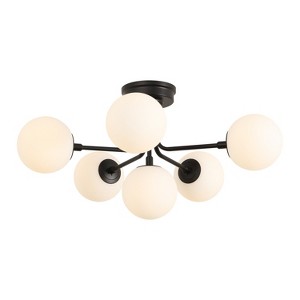 JONATHAN Y Olivier Parisian 24" 6-Light Globe Modern Industrial Iron Bistro LED Semi Flush Mount - 1 of 4